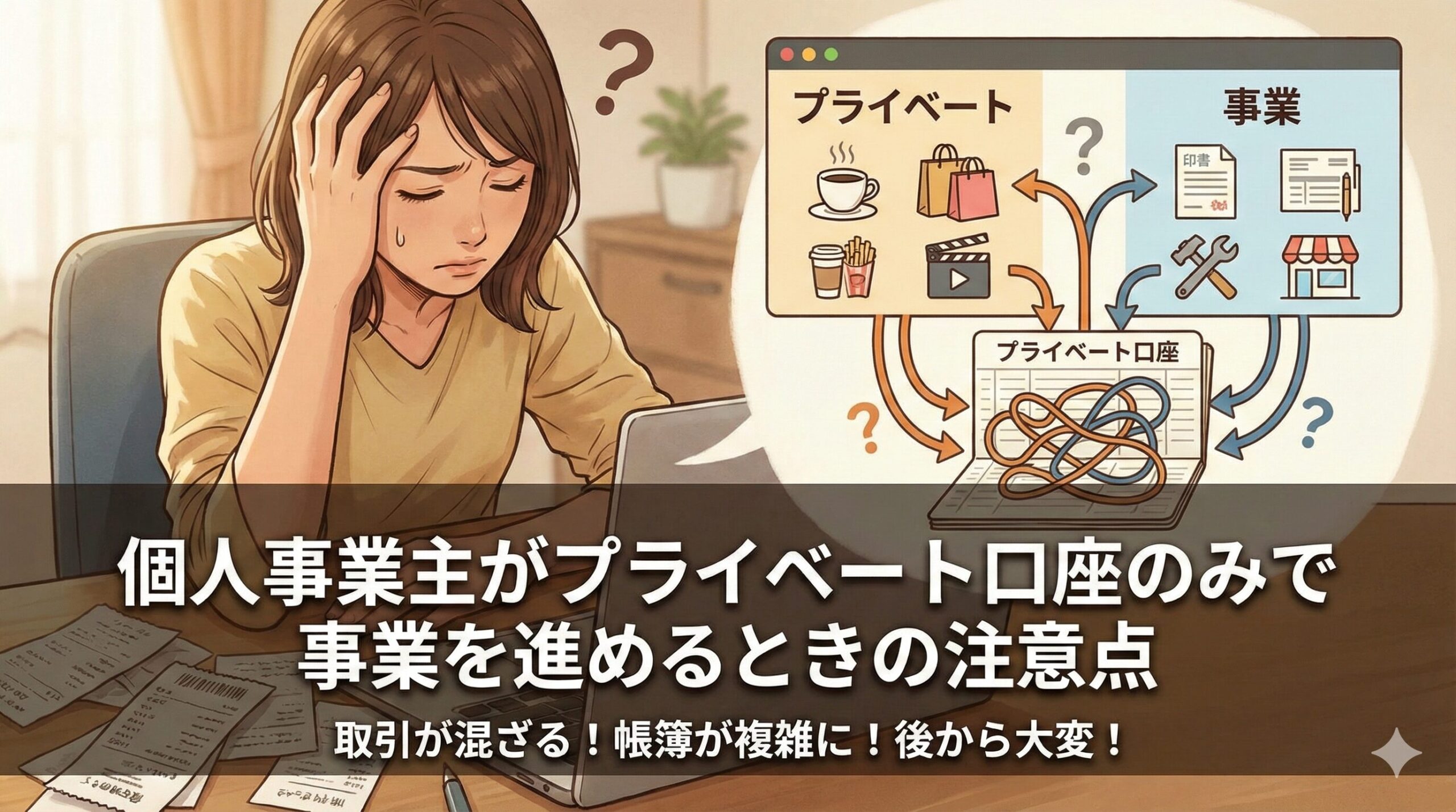 個人事業主がプライベート口座のみで事業を進めるときの注意点