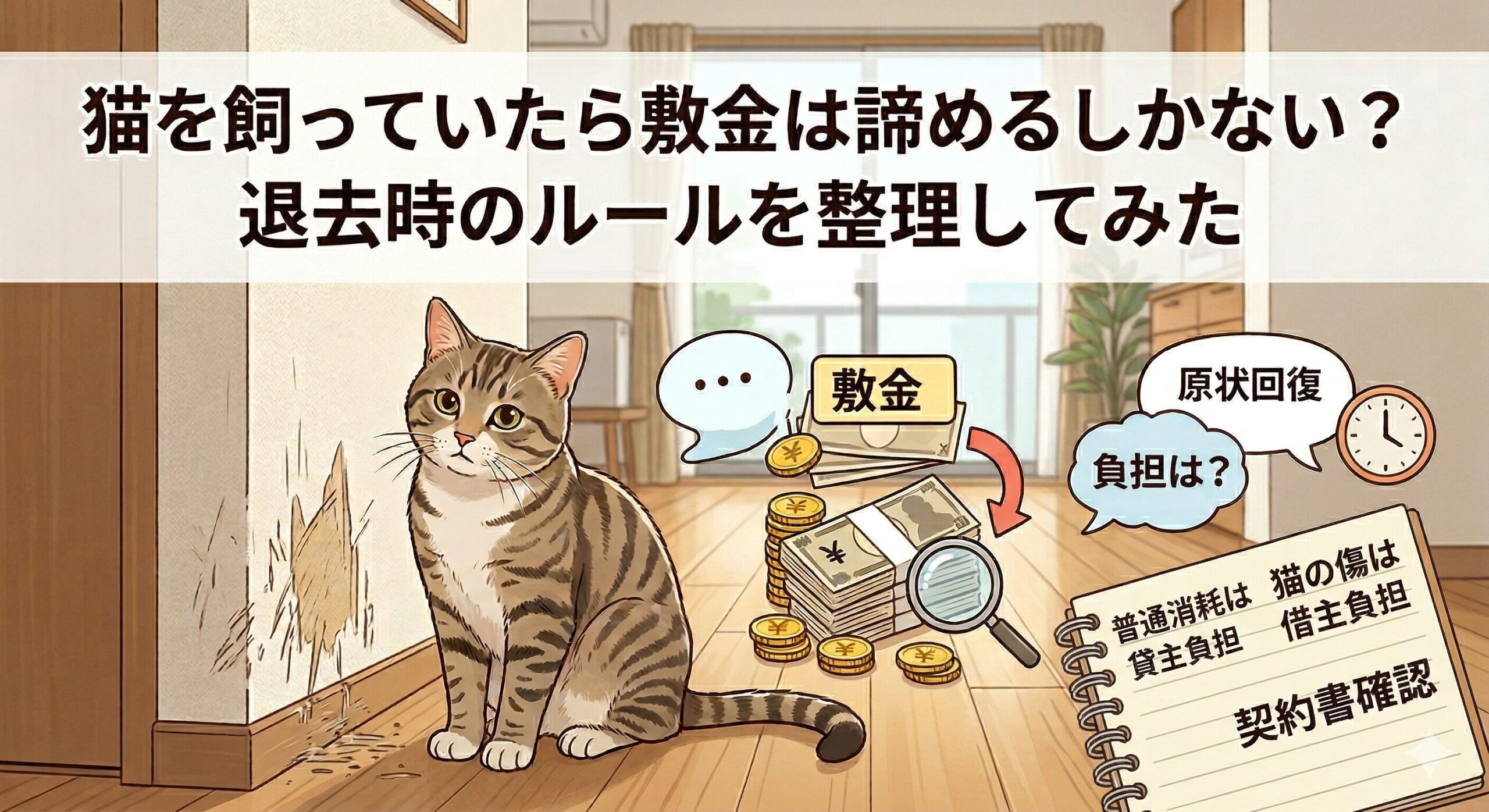 猫を飼っていたら敷金は諦めるしかない？退去時のルールを整理してみた