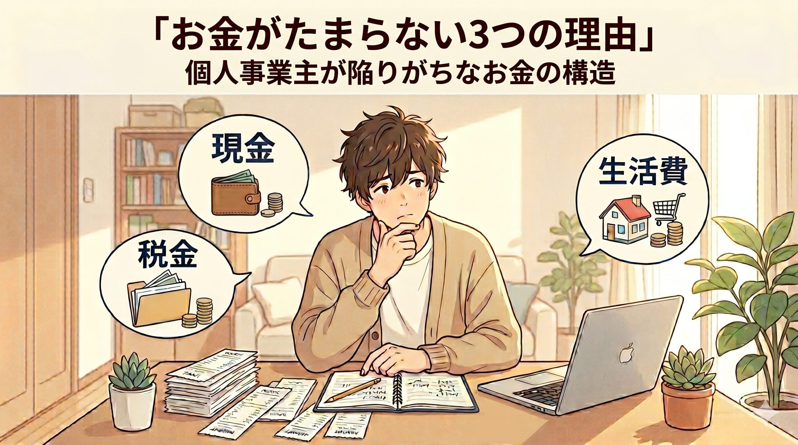 個人事業主のお金がたまらない3つの原因と、残す対策